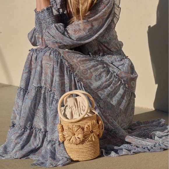 Poolside Raffia-Trimmed Straw Bucket Bag - Picture 3 of 14